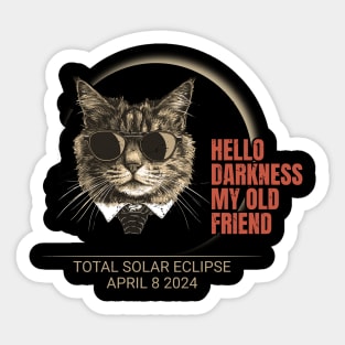 Hello Darkness My Old Friend - Cat Solar Eclipse Sticker